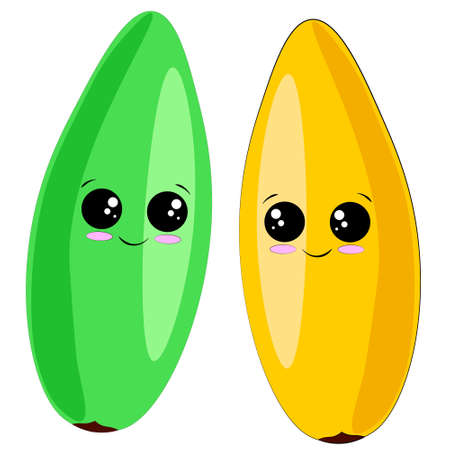 Cute cartoon yellow and green exotic fruit curubaのイラスト素材