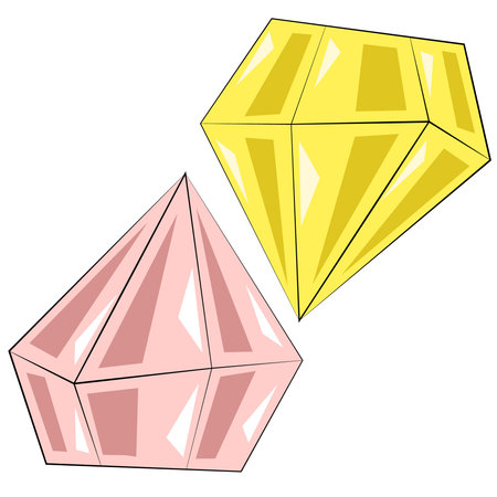Single element Diamond. Draw illustration in colorのイラスト素材