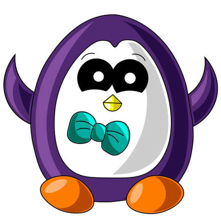 Cute cartoon penguin. Draw illustration in colorのイラスト素材