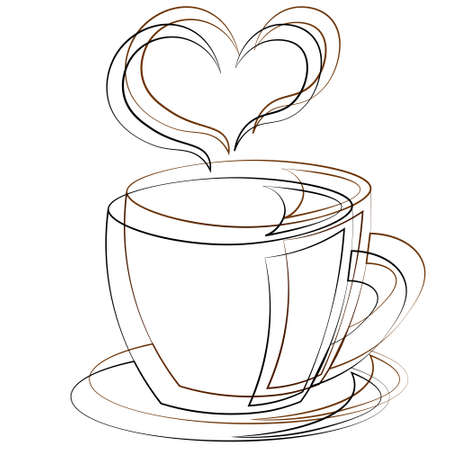 Single element Cup. Draw illustration black and brownのイラスト素材