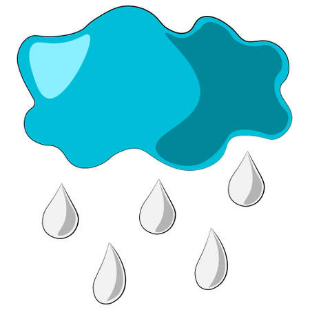 Single element Cloud with rain. Draw illustration in colorsのイラスト素材