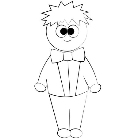 Cute cartoon boy . Draw illustration in black and whiteのイラスト素材