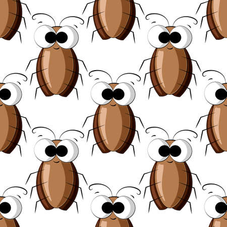 Seamless vector pattern with color cute cockroachのイラスト素材