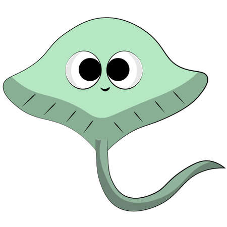 Cute cartoon Stingray. Draw illustration in colorのイラスト素材