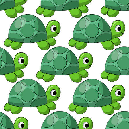 Seamless vector pattern with cute cartoon turtleのイラスト素材