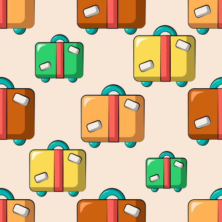 Seamless vector pattern with color travel suitcaseのイラスト素材