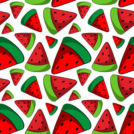 Seamless vector pattern with red Watermelom slice