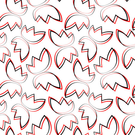 Seamless vector pattern with outline red wings