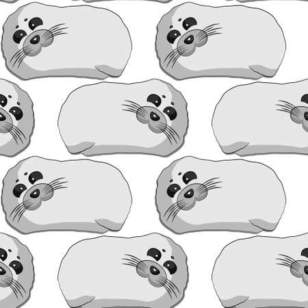 Seamless vector pattern with cute cartoon sealのイラスト素材