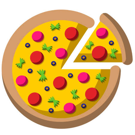 Single element food Pizza. Draw illustration in colorのイラスト素材