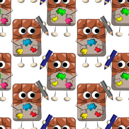 Seamless vector pattern with cute cartoon chocolate artistのイラスト素材