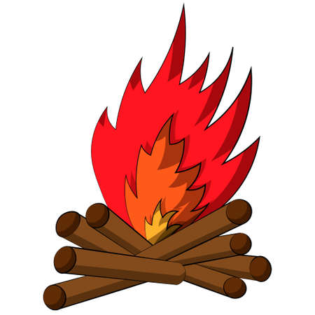 Single element Bonfire. Draw illustration in colorのイラスト素材