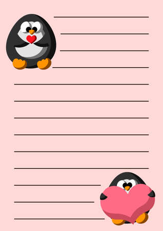 Cheek list planner with cute cartoon Penguin wiht heartのイラスト素材