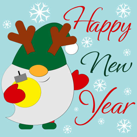 Christmas greeting postcard with character Gnome and toyのイラスト素材