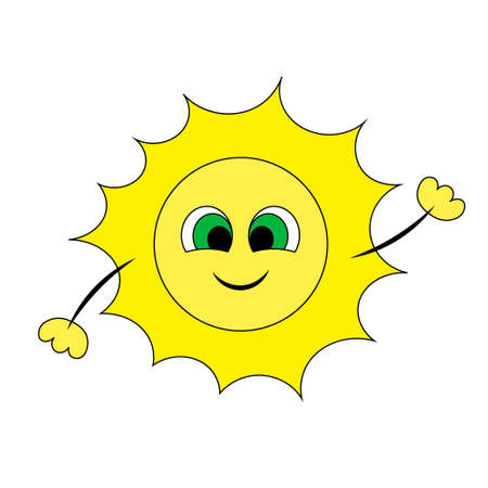 Cute cartoon smile Sun. Draw illustration in colorのイラスト素材