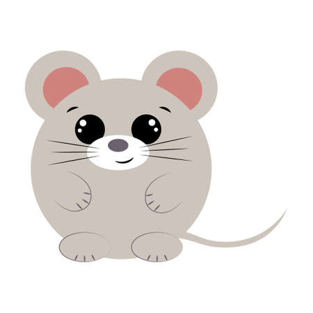 Cute cartoon round Mouse. Draw illustration in colorのイラスト素材