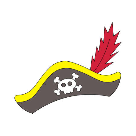 Single element Pirate Hat. Draw illustration in colorのイラスト素材