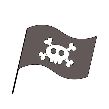 Single element Pirate Flag. Draw illustration in colorのイラスト素材