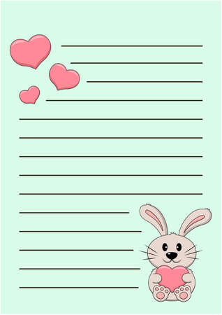 Cheek list with Cute cartoon Rabbit and Heartのイラスト素材
