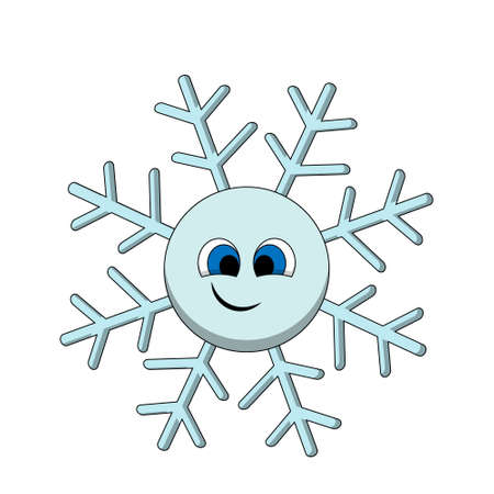 Cute cartoon Snowflake. Draw illustration in colorのイラスト素材