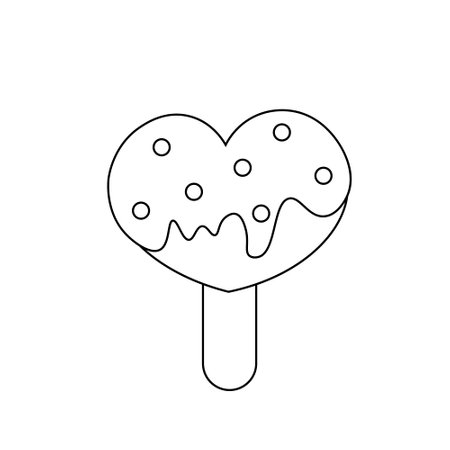 Ice Cream on stick shaped Heart in black and whiteのイラスト素材