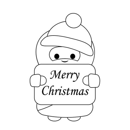Cute God Jesus Christ with Christmas congratulation in black and whiteのイラスト素材