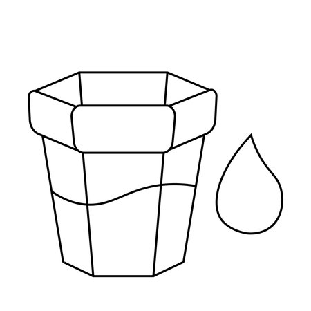 Glass Cup of water with blob in black and whiteのイラスト素材