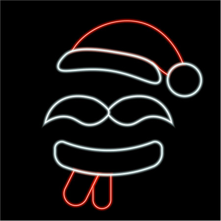Christmas Santa Claus Moustache in neon effectのイラスト素材