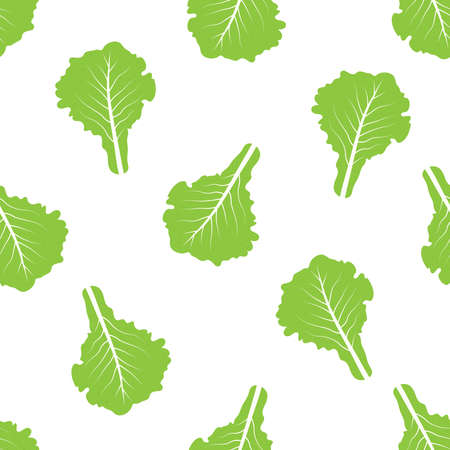 Seamless pattern with cartoon romaine lettuce. Vector illustration on white background.のイラスト素材