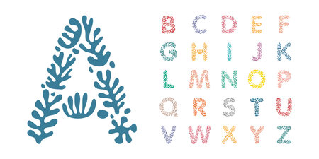 Matisse color monogram alphabet vector illustrationのイラスト素材