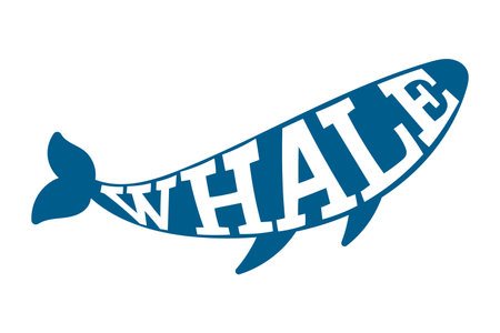 Hand drawn lettering phrase in whale silhouette, t shirt design. Vector illustration in white background.のイラスト素材