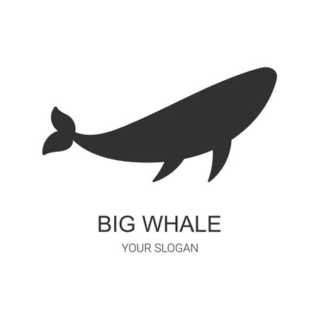 Black whale logo. silhouette vector illustration.のイラスト素材