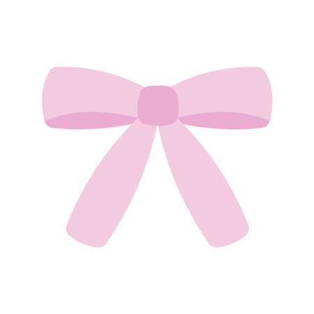 Beautiful simple light pink color bow. Cute doll bow. Isolated cartoon vector illustration on white backgroundのイラスト素材