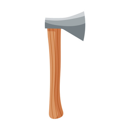 Gray ax with brown handle. Cartoon isolated vector illustration on white backgroundのイラスト素材