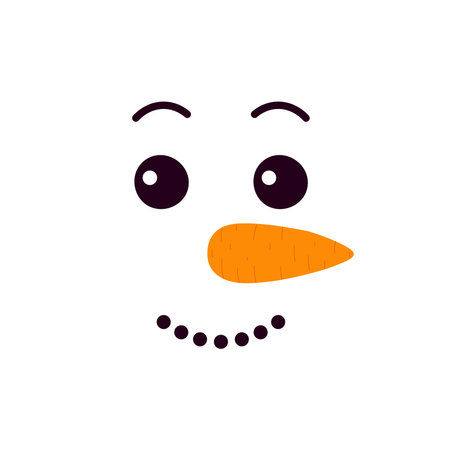 Cute snowman smiling emotion. Happy snowman face. Cartoon vector illustrationのイラスト素材