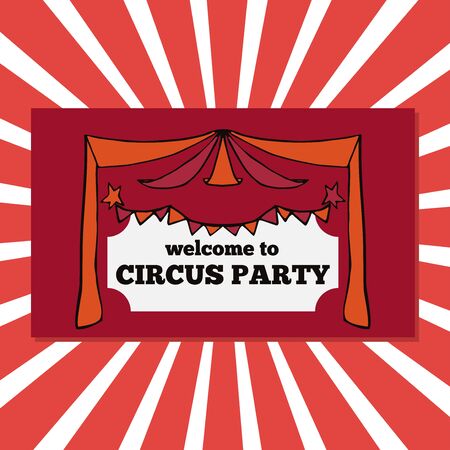 Vector retro circus party tickets illustration, circus fair template, carnival bannerのイラスト素材
