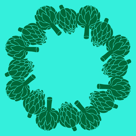 doodle illustration of artichoke, organic vegan background, healthy foodのイラスト素材