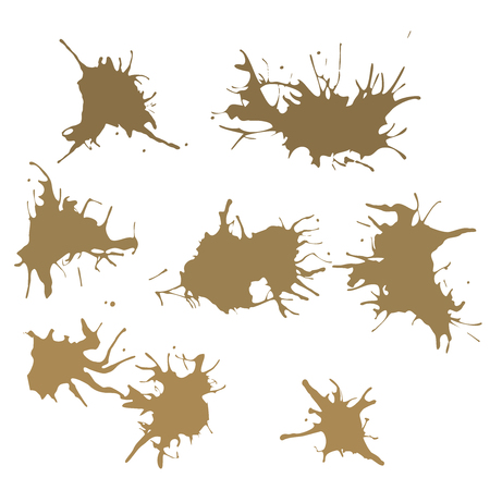 Ink splash blotch, grunge background, spot of paint with dropsのイラスト素材