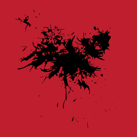 Ink splash blotch, grunge background, spot of paint with dropsのイラスト素材