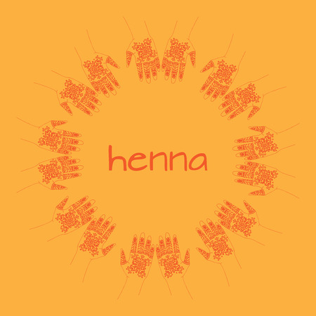 hands with indian mehendi henna, traditional weddings tattooのイラスト素材