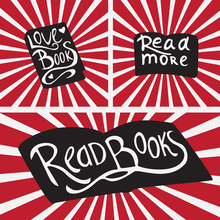 Hand drawn book with handwritten phrase about reading, books and calligraphyのイラスト素材