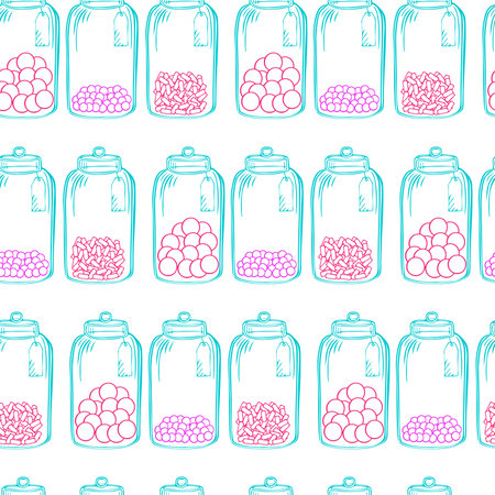 Hand drawn outline doodle glass candy jarのイラスト素材