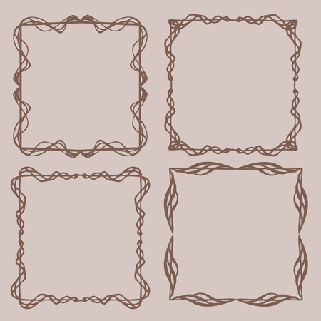 Vintage flower rustic design elements doodle framesのイラスト素材