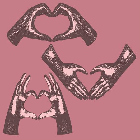 Hands gesture, hand in heart shape, heart sign from fingers, love simbolのイラスト素材