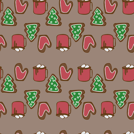 christmas elements, new years food and decorのイラスト素材