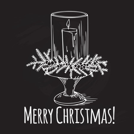 Beautiful christmas candlestick, vintage new years decorationのイラスト素材