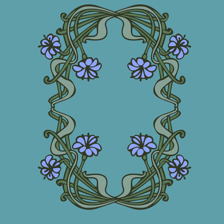 Art nouveau and art deco floral ornaments, modern and jugendstil vintage elementsのイラスト素材