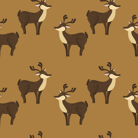 Cute cartoon decorative deer seamless pattern backgroundのイラスト素材