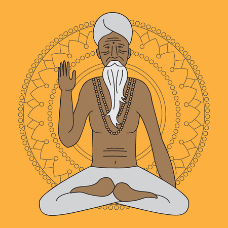 yoga meditating sadhuのイラスト素材