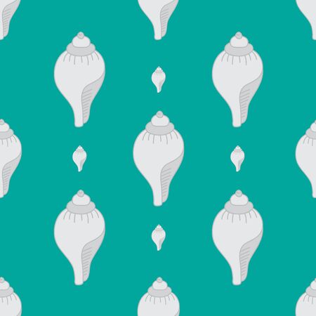 Outline icon with conch seashell seamless pattern aquarium, sea background, summer water seamless pattern.のイラスト素材